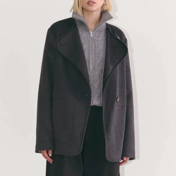 Everlane The October Wool Coat Medium Charcoal Melange - Picture 2 of 7